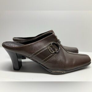 A2 by Aerosoles Women’s Open Back Heels, 10B, Square Toe, Brown, Mules